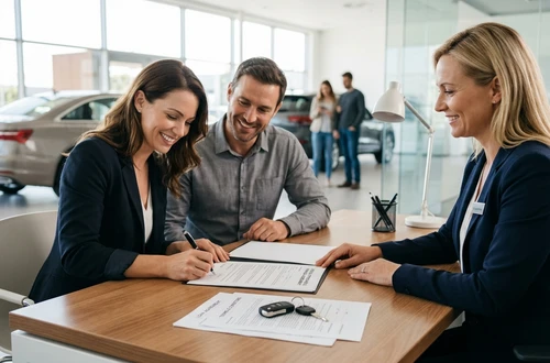 Happy borrower receiving car keys